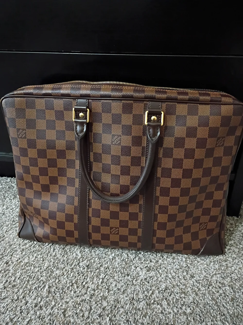 Louis Vuitton Damier Ebene Porte- Documents Voyage Briefcase With Dust Bag